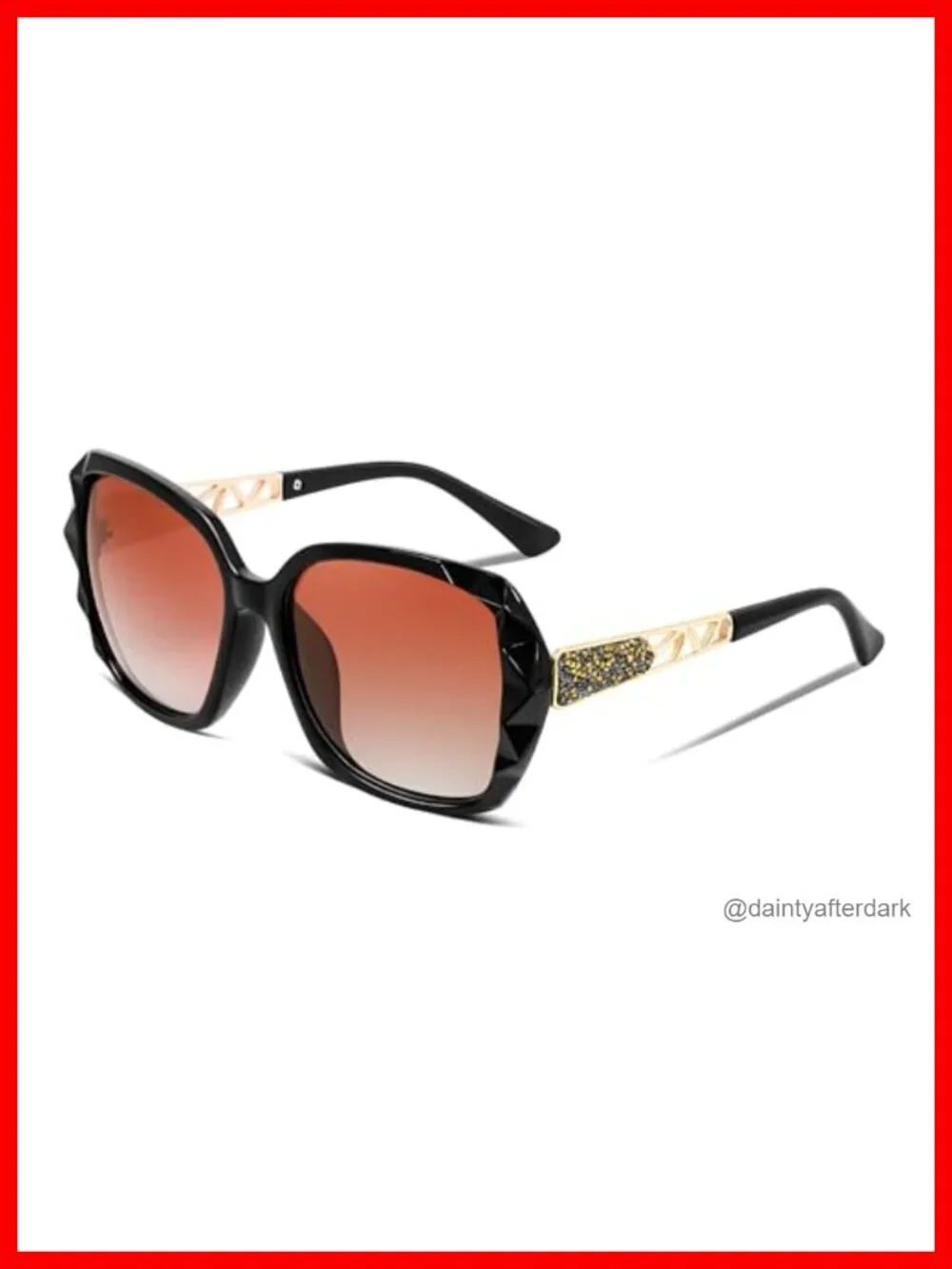 Polarized Square Sunglasses with Crystal Decor Composite Frame